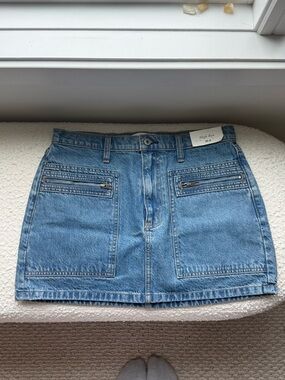 Abercrombie & Fitch Blue Denim Mini Skirt with Front Zip Pockets